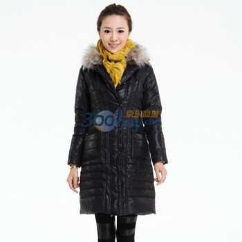 Aozi奥姿 冬新带毛领翻领加厚羽绒服ZF0308 黑色 XL