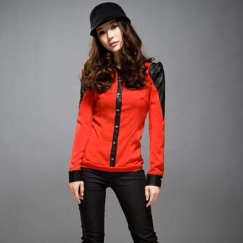 韩宿 2012春装新品韩版女雪纺衬衫07-204 大红色 XXL