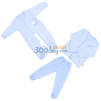 童泰 F2560两套组合装 宝宝服饰 童泰纯棉对开内衣套装+婴儿连体衣 蓝色 73加80码