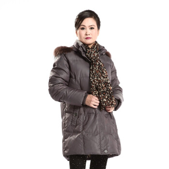 2011新款 康博羽绒服 女中老年毛帽中款面包 KB1132 浅灰色 185/104A(XXXL)