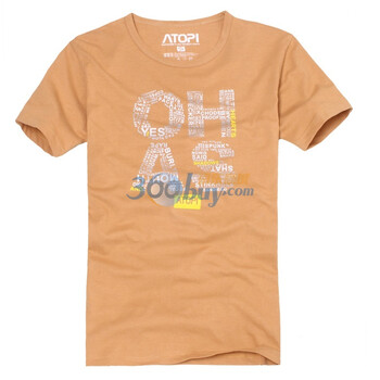ATOPI男装2011夏款 休闲时尚印花全棉彩色圆领短袖(11001) 卡其色 XL