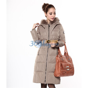 波司登 2011新款 羽绒服 女大毛领修身时尚长款 BR2390 浅灰色 185/104A(XXXL)