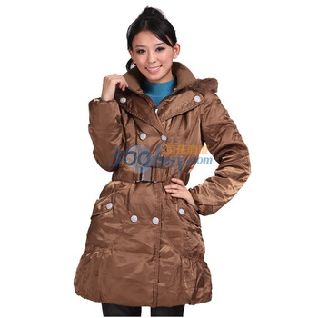 WSM威丝曼 高贵气质款 带帽羽绒服 TD150012 褐色 XL