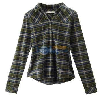 Giordano佐丹奴 衬衫 女狂野格子法兰绒衬衫 01341511 绿色 M