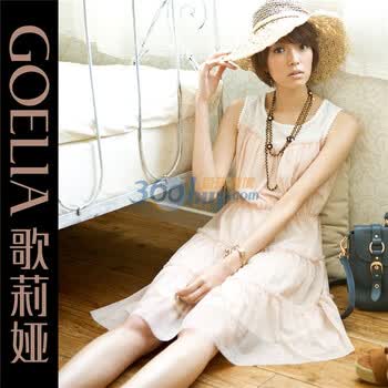 歌莉娅GOELIA 2012夏季新款 雪纺连衣裙配项链25E4B440 粉红 L