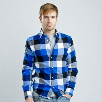 WE 2012春夏新品 男装休闲格子纯棉衬衫 041181034 紫罗兰色 XL