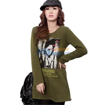 韩都衣舍 韩国卫衣【春季新品】新年春装女头像字母图案卫衣MK1089 绿色 均码