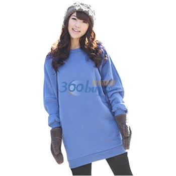 韩都衣舍 韩国卫衣秋冬季新品宽松蝙蝠袖圆领卫衣HG1159 蓝色 M
