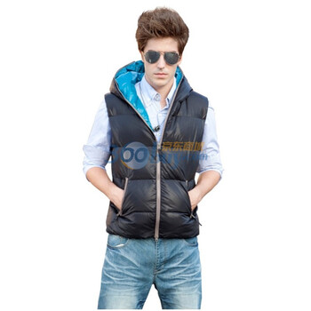 Justyle糖果色情侣款面包服羽绒背心45103501 黑色 XXL