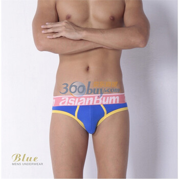Asianbum秋冬新品高档莱卡纯棉男士宽边低腰三角内裤七彩色 U2253A-2蓝色XL
