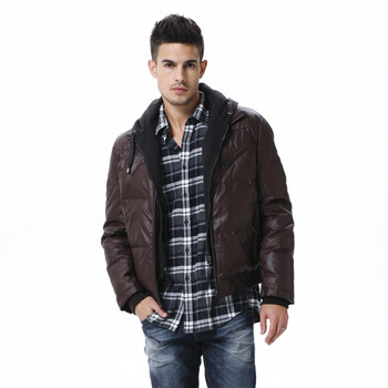 波司登 2011新款 羽绒服 男针织帽仿皮短茄克 SR2221 褐色 190/104A(XXL)