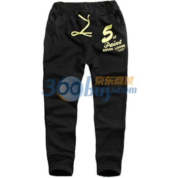 TUOYI春夏字母印花潮男修身休闲运动裤纯棉长裤韩版灰色M125 黑色 XXL
