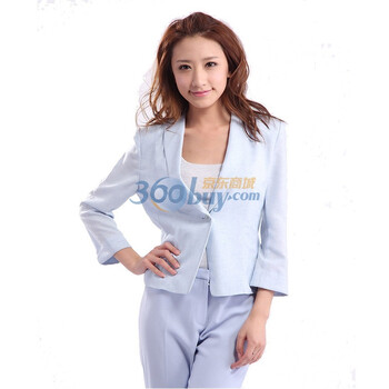 迪可 DECO 新款短款纯色单粒扣小西服JT402225 蓝色 S