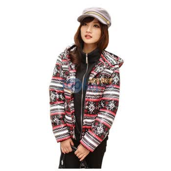 欧菀 个性自我校园时代双胆布羽绒服 红色 L