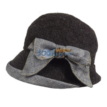 伊点饰品　ELENADIVISE 新品热销　蝴蝶结缀饰时尚休闲秋冬时装小边帽087100209 帽子 黑色 57cm