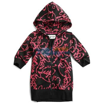 Giordano佐丹奴BSX 外套 女麻绳印花七分袖开胸卫衣 04371103 黑色 L