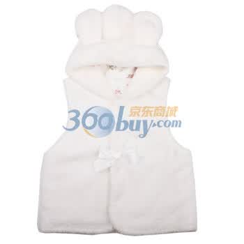 棉益屋miyio 珊瑚绒男女宝宝连帽棉马甲T95962 秋冬新品 白色 73码