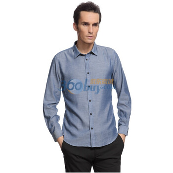 Max Toney时尚精致简约全棉休闲长袖衬衫320A 蓝色 XXL