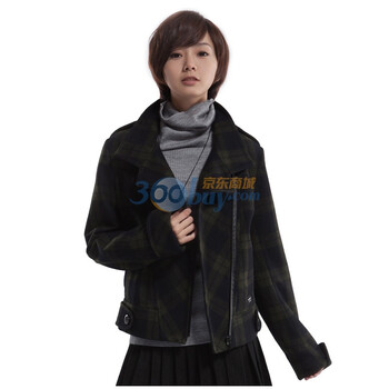 圣迪奥sdeer女装军装风格纹毛呢外套 0482285 格子 L