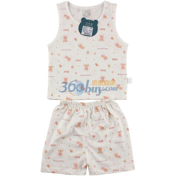 巧尼熊 宝宝服饰 背心短裤内衣夏季套装 3023 印粉 90码