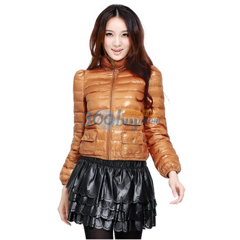 卓欧TOAIOU秋冬短款光面立领多口袋轻羽绒服D109006 卡其色 XL