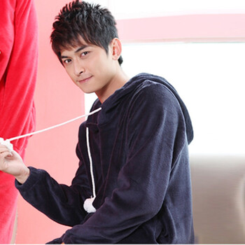 Gainreel歌瑞尔 家居服火花游戏珊瑚绒可爱运动连帽男女情侣睡衣家居服套装 男款 深蓝色 XXL