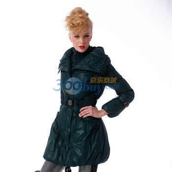 波司登羽绒服 女花边翻领修身 中长款 BR1878 绿色 185/104A(XXXL)