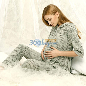 惠葆 孕妇托腹裤 春装 精棉碎花印花收脚家居服 H112J3001 灰色 XL