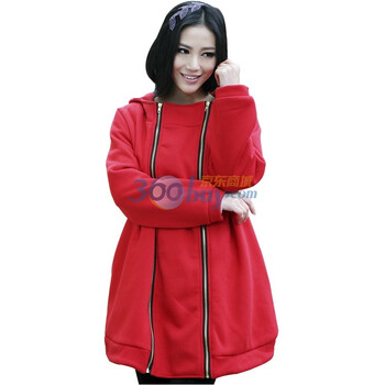 优贝喜韩版孕妇装孕妇外套上衣卫衣可调节大小秋冬装U215 红色 均码
