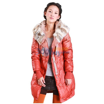 久拉拉JIULALA 2011冬装 女 单排扣 翻领 修身长款羽绒服 J104Y012 橙色 XL