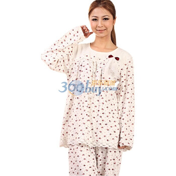 好家猫 春日新款甜美蝴蝶结女士圆领家居服RERD073 红色 XL