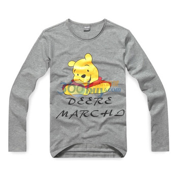 DEERE MARCHI迪尔马奇 卡通维尼熊男修身长袖T恤DM855 灰色 XXL