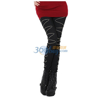五季梦 FSDREAM 设计师原创金属链欧美系打底靴裤铅笔裤休闲裤K12006 黑色 L