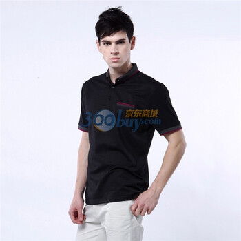 蓝冰 2012夏装男翻领素色短袖T恤^@^BAA2801 亮黑 190/108A(XXXL)