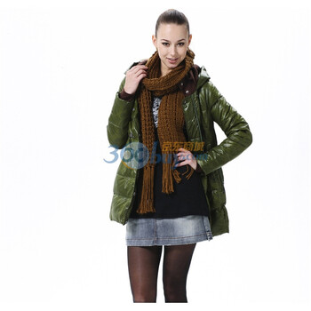波司登 2011新款 羽绒服 女针织抛领时尚中长款 BR2272 绿色 185/104A(XXXL)