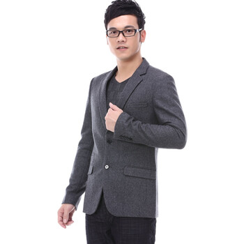 薪格仕品 外套 英伦修身两粒扣羊毛西服 JDD2802 灰色 M