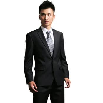 【V3 MAN】一粒扣平驳领修身男士单件西服3006黑色 185/100A（54）