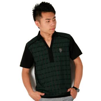F-DRAGON特色龙经典格子时尚休闲短袖T恤-FTC0191 墨绿色 绿色 185/100(XXL)