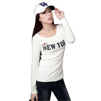 韩都衣舍 韩国T恤【春季新品】新年春装女字母长袖T恤FK1079 白色 均码
