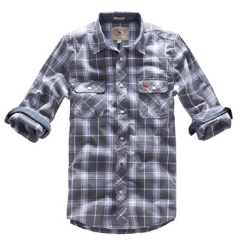 七匹狼SWJEANS休闲长袖男士衬衫171150502154 灰色 XL