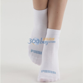 PUMA 彪马 运动纯棉女袜子 绣花休闲短袜 漂白-粉蓝 23-25cm
