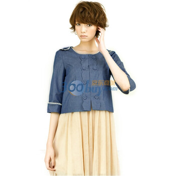 歌莉娅GOELIA 2012春季新款 短款双排扣小外套22E6E450 蓝色 M