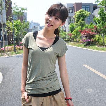ECOH 生态家 女式双V领无袖T恤 紫罗兰 M