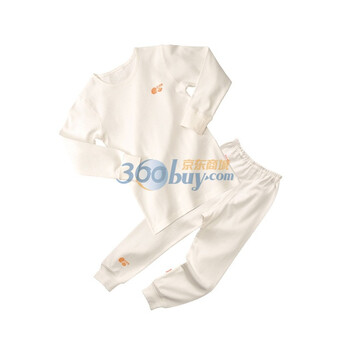 贝贝怡（bornbay） BB802 宝宝服 圆领螺纹套装 婴儿童装内衣 米白 130码
