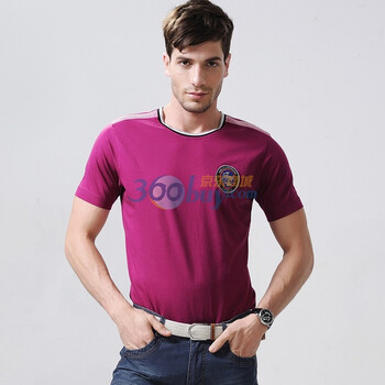 浪氏威尔lansiwear2012春夏新款纯棉纯色短袖圆领LSAJT117 深玫红 54