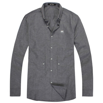 MR.ZERO 2011秋装新品 精梳全棉解构式裁剪双重领衬衫男 AGA0006 03 灰色 XXL
