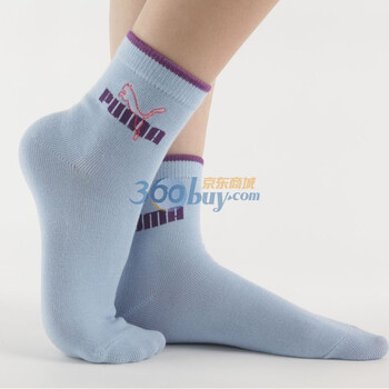PUMA 彪马 女士休闲提花运动袜子 透气排汗短袜 粉蓝 23-25cm