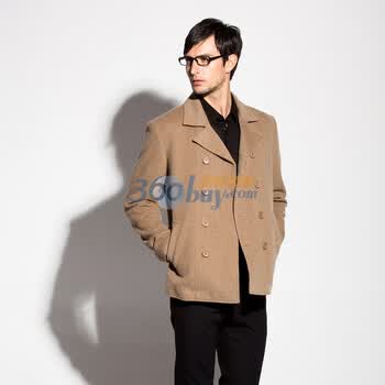 格瑞吉奥congrazio\2011男款欧版双排扣外套 美利奴羊毛呢料上衣811952002驼色XL