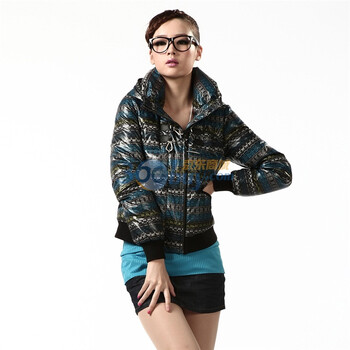 2011新款 冰洁羽绒服 女式时尚短茄克 BG11116 蓝色 185/104A(XXXL)