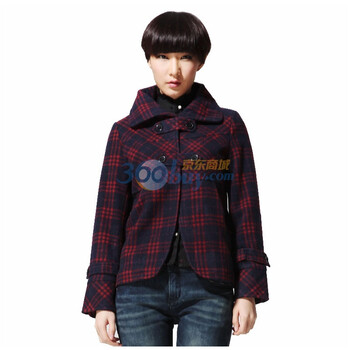 唐狮tonlion女装短款格子呢外套110321054090 红色 XL